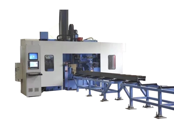 Linha de Máquina de Perfuração, Rosqueamento e Marcação CNC para Vigas com Diâmetros de Furos de 5-30 MM, Magazine de Ferramentas Estilo 4 x 3