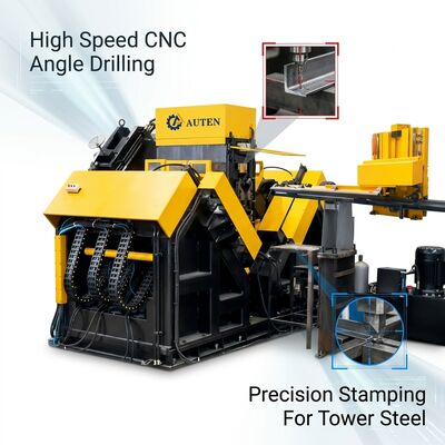 40 mm Diâmetro máximo de perfuração Linha de perfuração de aço de ângulo CNC com resfriamento externo